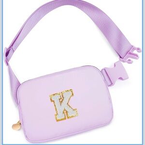 Lavender Kids Belt Bag with Gold Initial